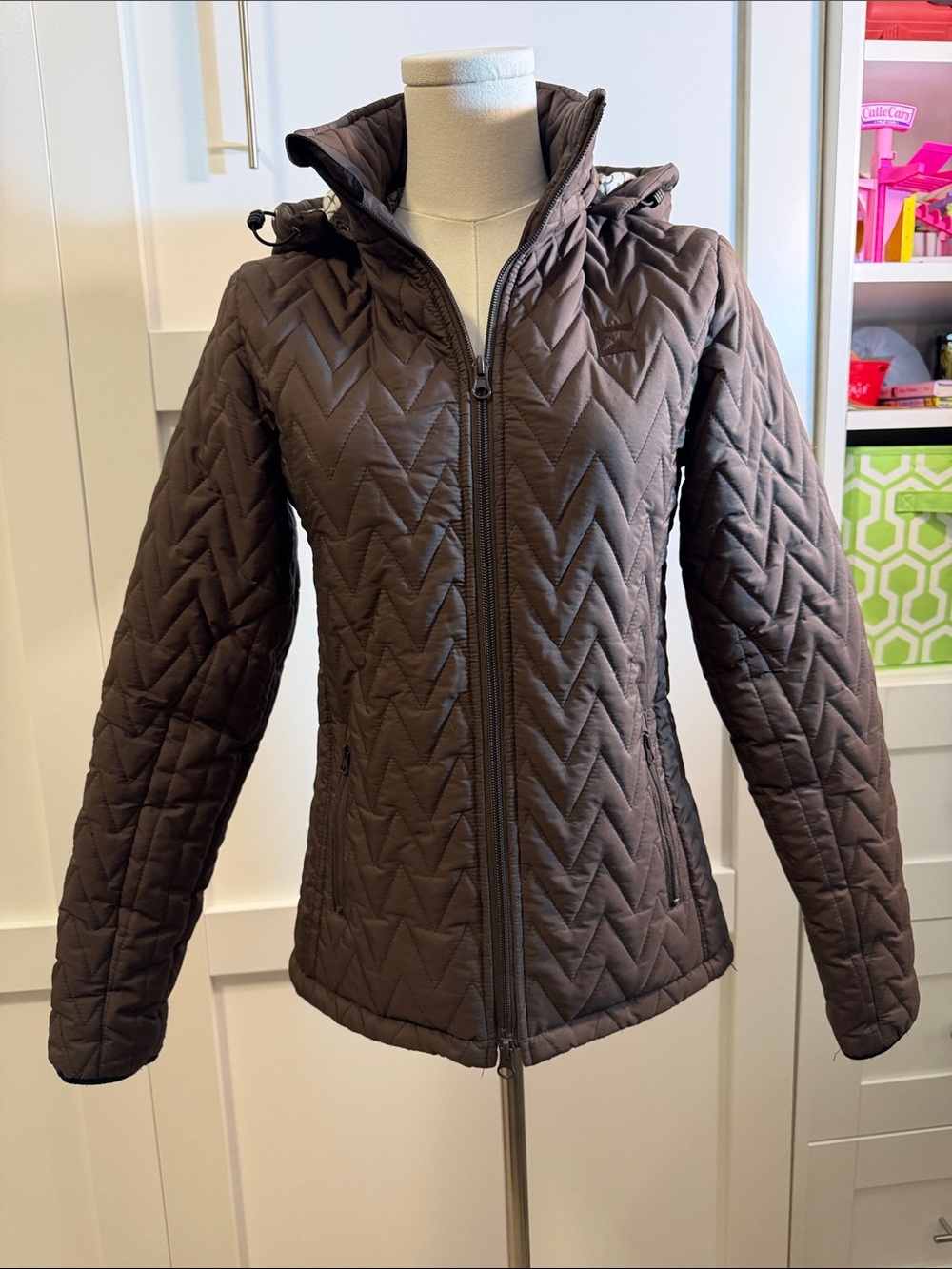 Riding Sport Equestrian Quilted Hooded Women's Jacket - Brown